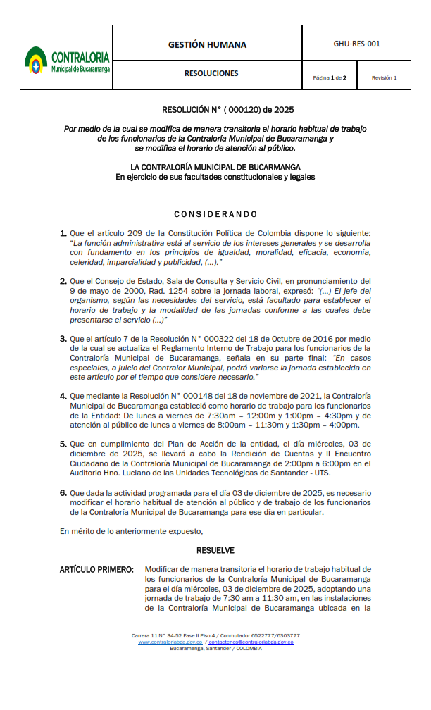 Resolución modificación horario 03-12-2025 rendición...